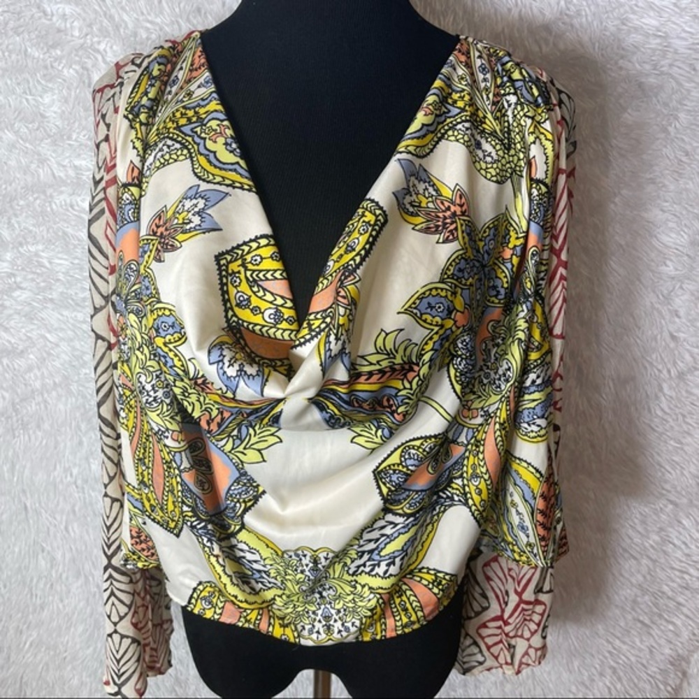 Free People Women’s Long Sleeve Silhouette Aleena Printed Cowl Neckline